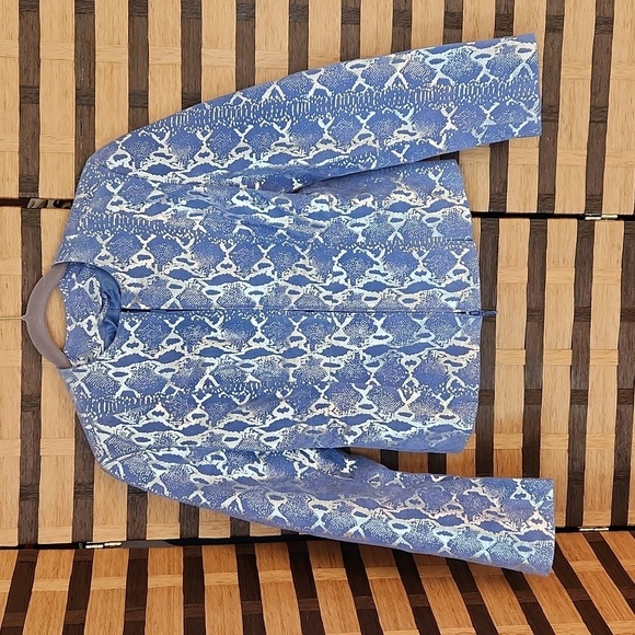 Leather snakeskin pattern silver and blue - Picture 1 of 8